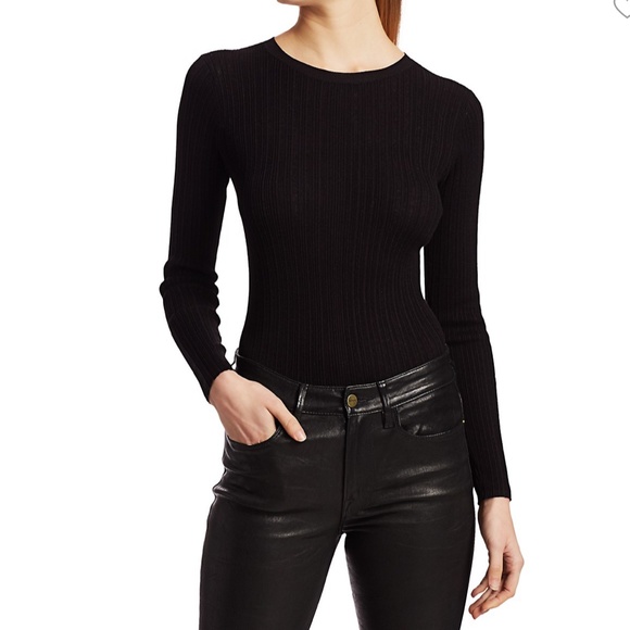 COPY - FRAME Ribbed Silk & Cotton Sweater NOIR , XS - Picture 1 of 9